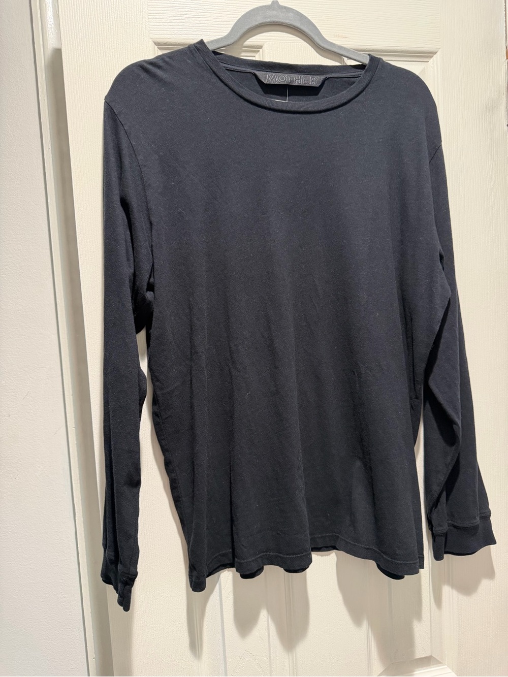 Mother Women’s Long Sleeve Black Crewneck ‘Rowdy’ Shirt NWT